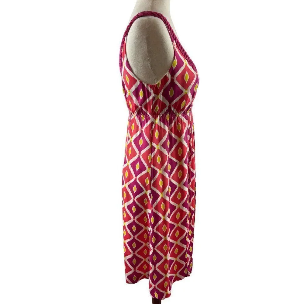 Tory Burch Geometric Print Pleated Sleeveless A-Line Dress Size 4